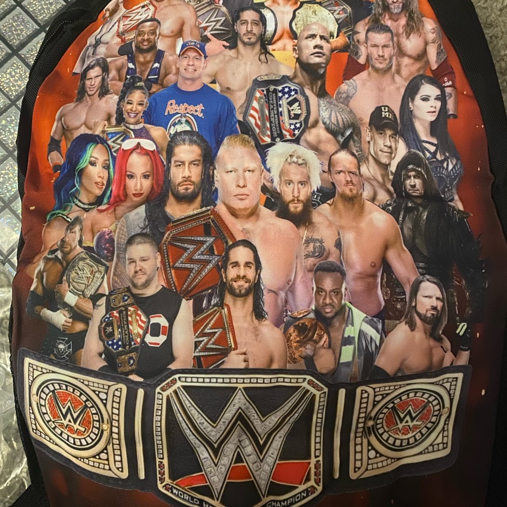 WWE Kids Backpack Multi-Color Champion Collage
